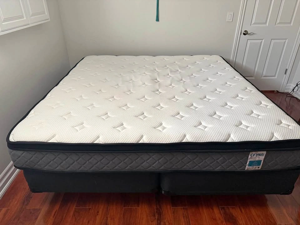 King Mattress + Metal Bed Frame + Box Spring – Good Condition