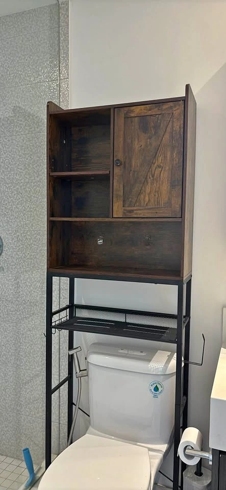 Rustic Industrial Over-the-Toilet Storage Cabinet