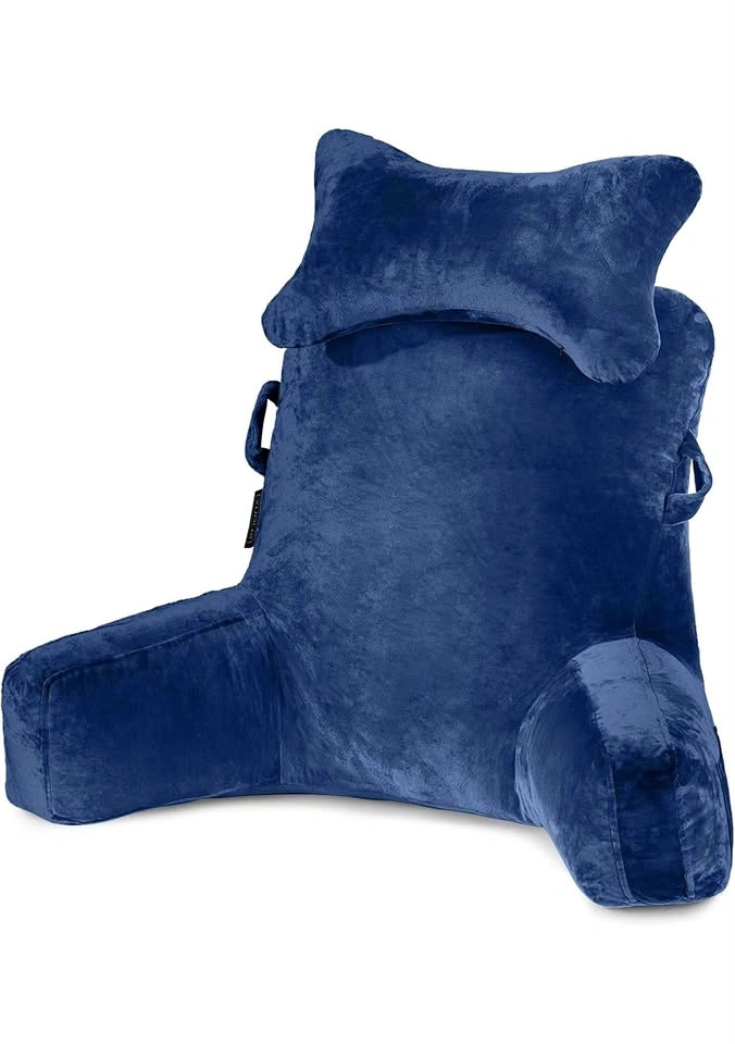 Blue Reading Pillow – Plush Backrest - Clean and Lightly used