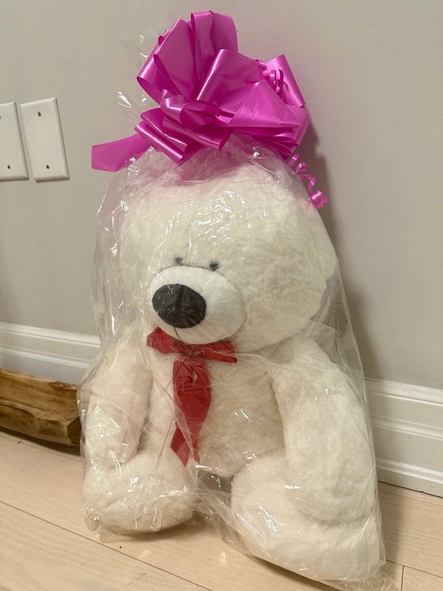 Large White Teddy Bear – New in Gift Wrap, Never Opened - photo 3