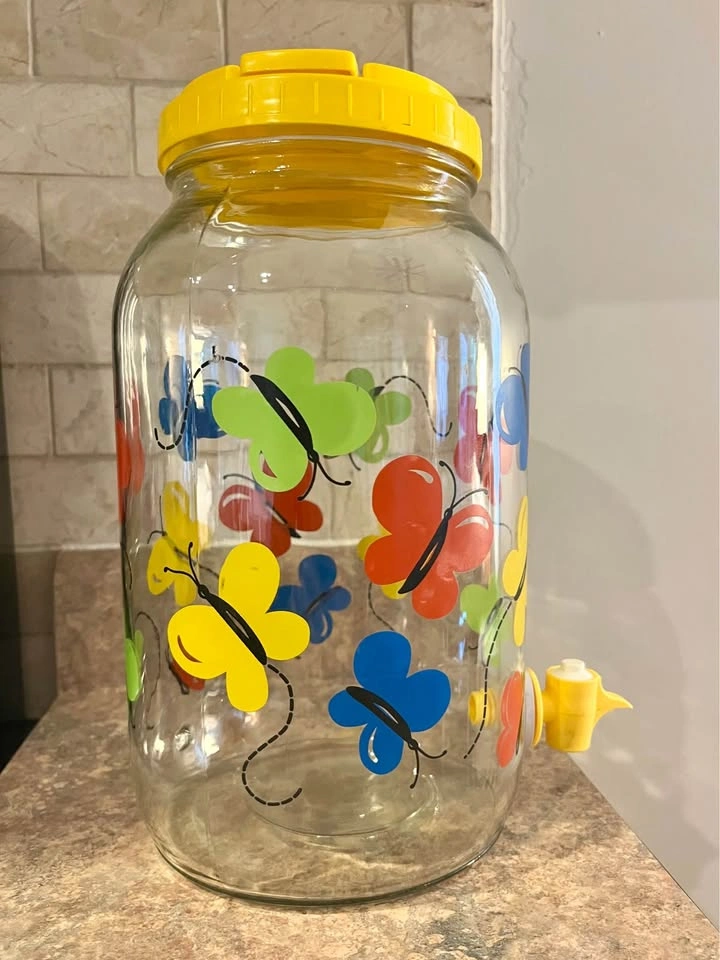 Vintage 1 Gallon Butterfly Glass Sun Tea Beverage Dispenser - photo 2