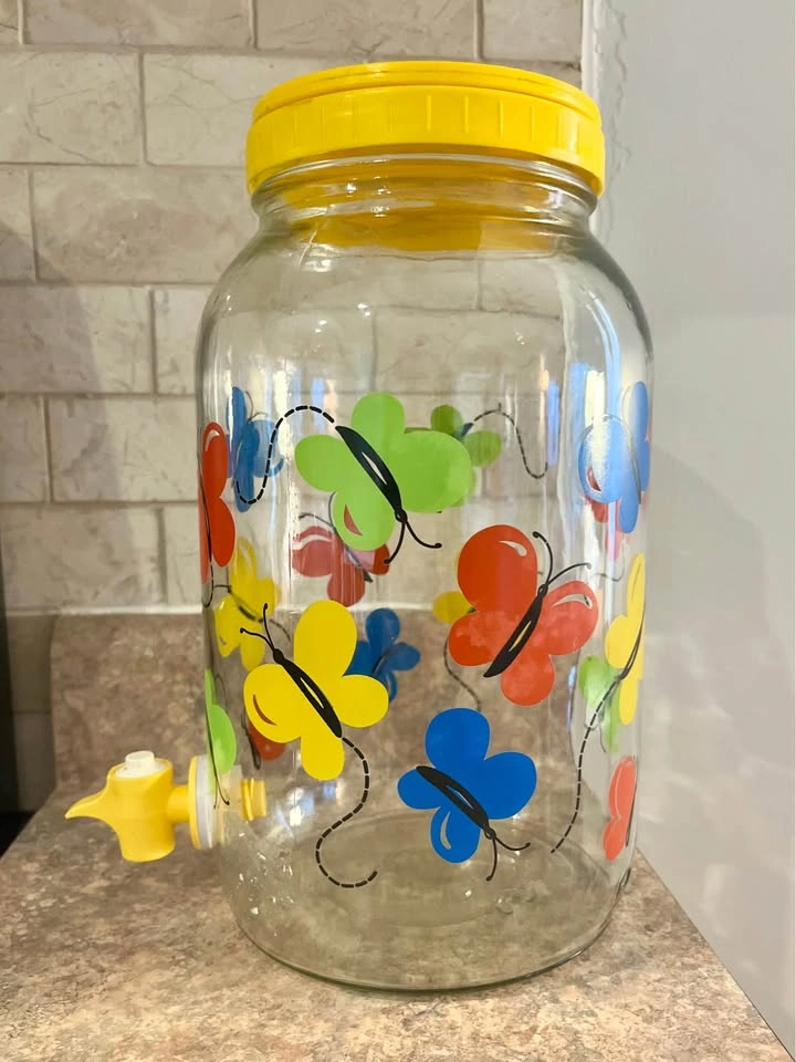 Vintage 1 Gallon Butterfly Glass Sun Tea Beverage Dispenser - photo 3