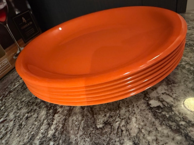Orange Plastic Dinner Plates – Set of 6, Reusable Dinnerware - photo 4