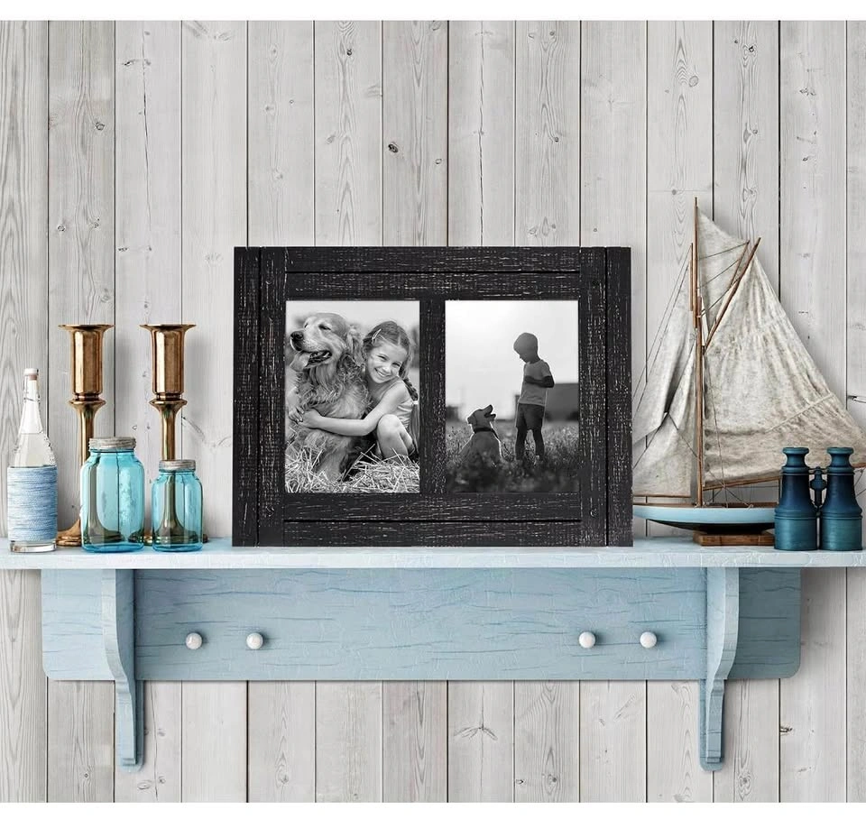 Americanflat Rustic Black Double Photo Frame – 5×7 - Brand New