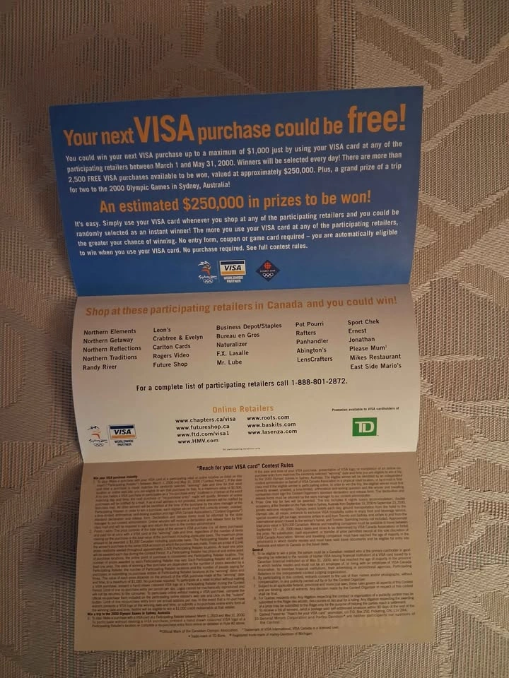 Vintage 2000 Sydney Olympics Visa Promotional Pamphlet - photo 2