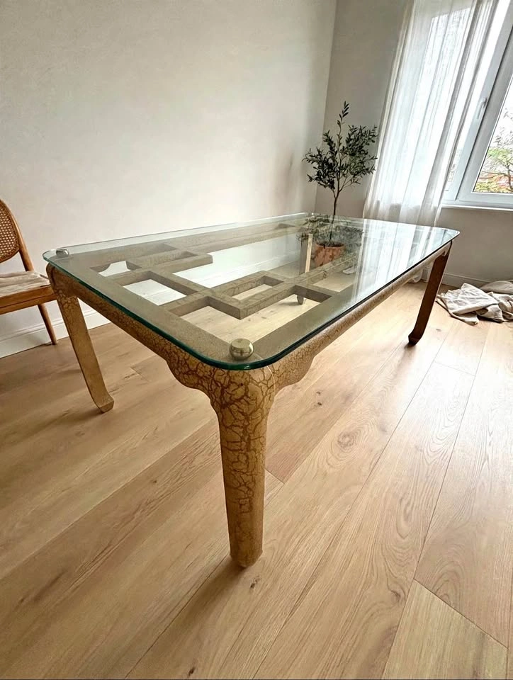 Tessellated Stone Glass Top Dining Table
