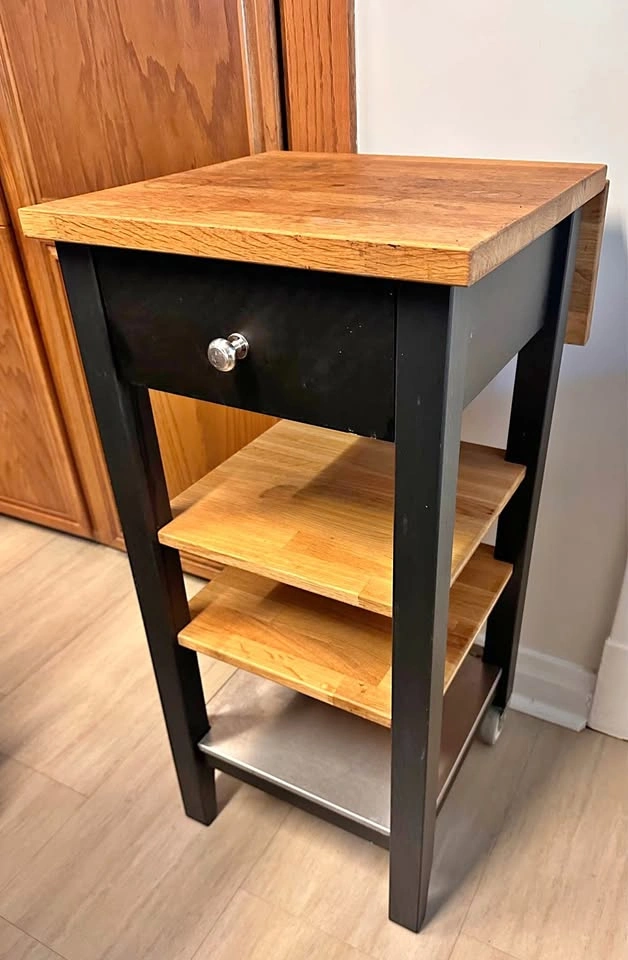 Kitchen Trolley Cart with drop-leaf wood top