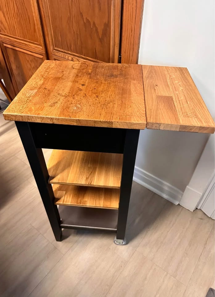 Kitchen Trolley Cart with drop-leaf wood top - photo 2