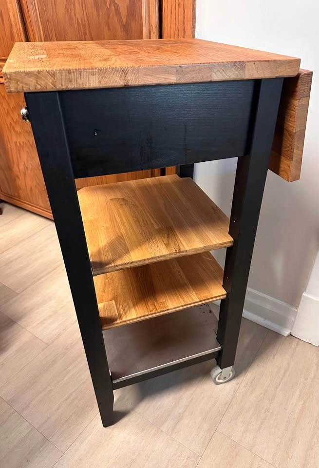 Kitchen Trolley Cart with drop-leaf wood top - photo 3