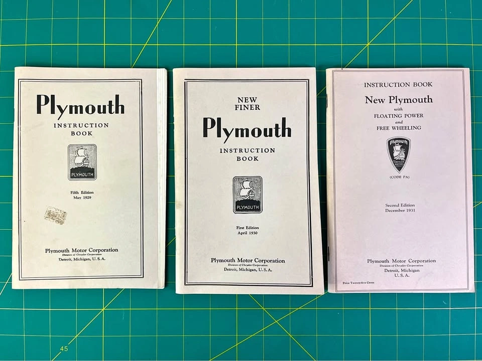 Vintage Plymouth Automobile Instruction Manuals 1929–1931 – Lot
