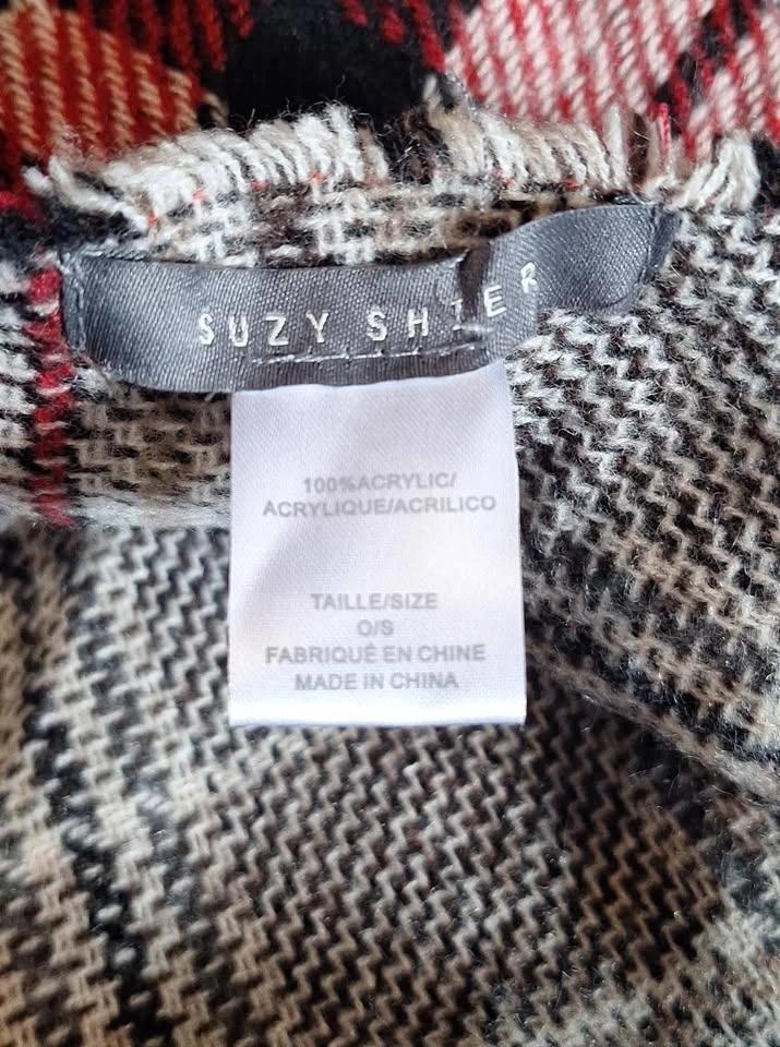 Suzy Shier Red Plaid Oversized Blanket Scarf / Wrap - photo 2