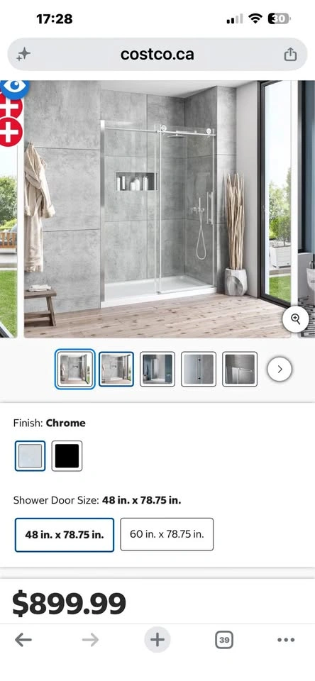 Glass Shower Door w/soft close