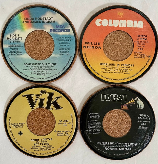 Handmade Country Upcycled 45 RPM Vinyl Record Coasters
