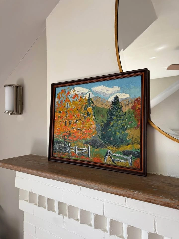 Vintage Original Impasto Oil Painting – Autumn Landscape – Frame - photo 3