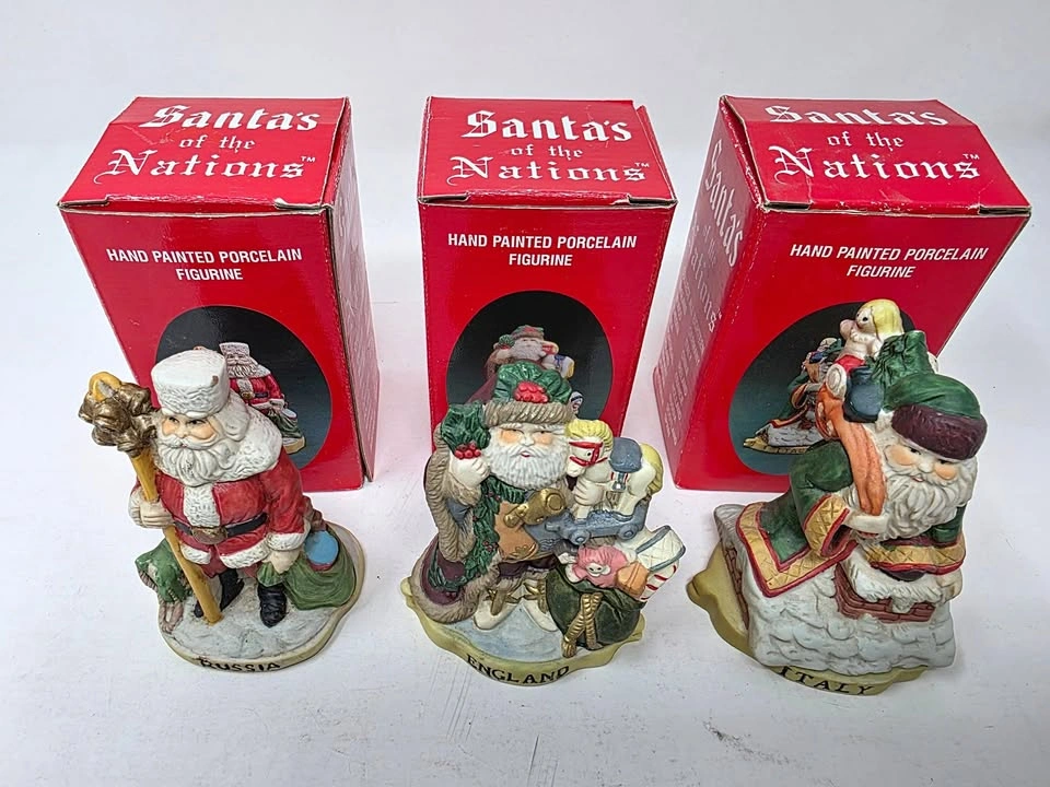 Vintage Santas of the Nations Porcelain Figurines Lot of 3