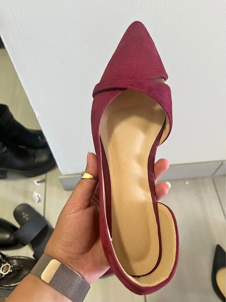 Maroon suede heels