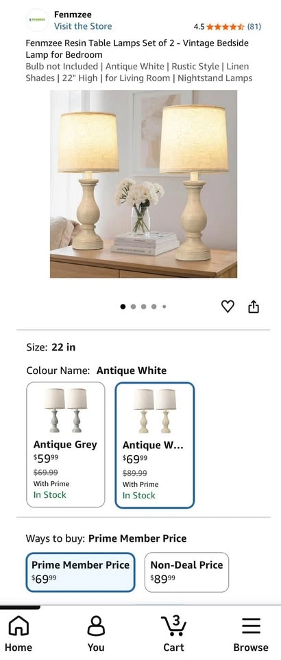 New Fenmzee Resin Table Lamps Set of 2 - Vintage - photo 2