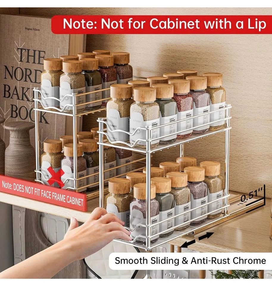 New 2-Tier Pull-Out Spice Rack for Cabinet metal - photo 3