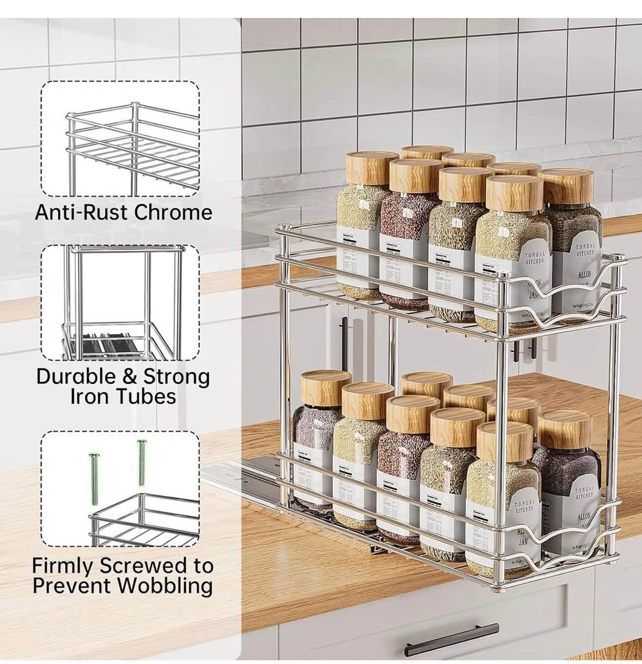 New 2-Tier Pull-Out Spice Rack for Cabinet metal - photo 4