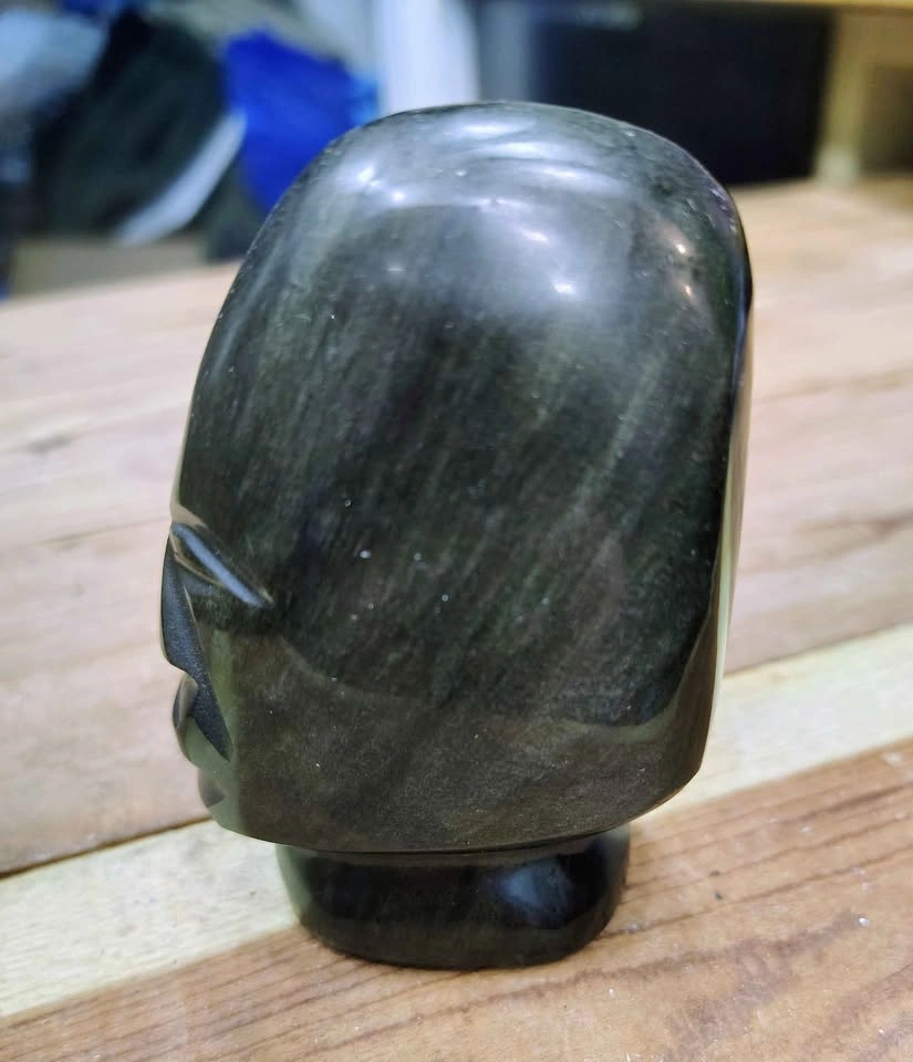 AZTEC/MAYAN GOLD SHEEN OBSIDIAN STONE CHIEF FIGURE 8CM - photo 2