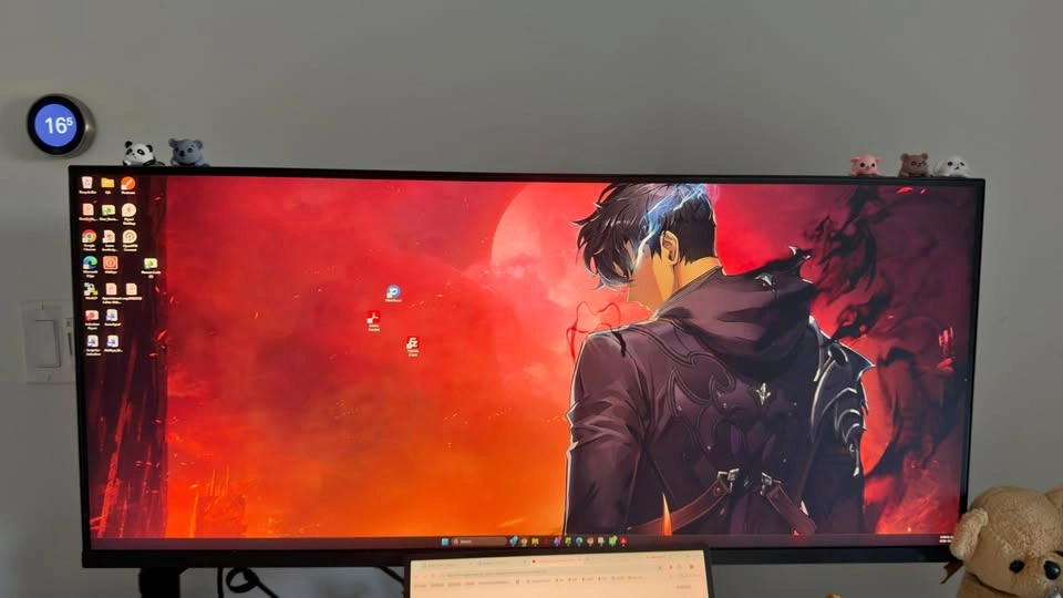 Moving sale: Standing desk setup with MSI 40-inch monitor
