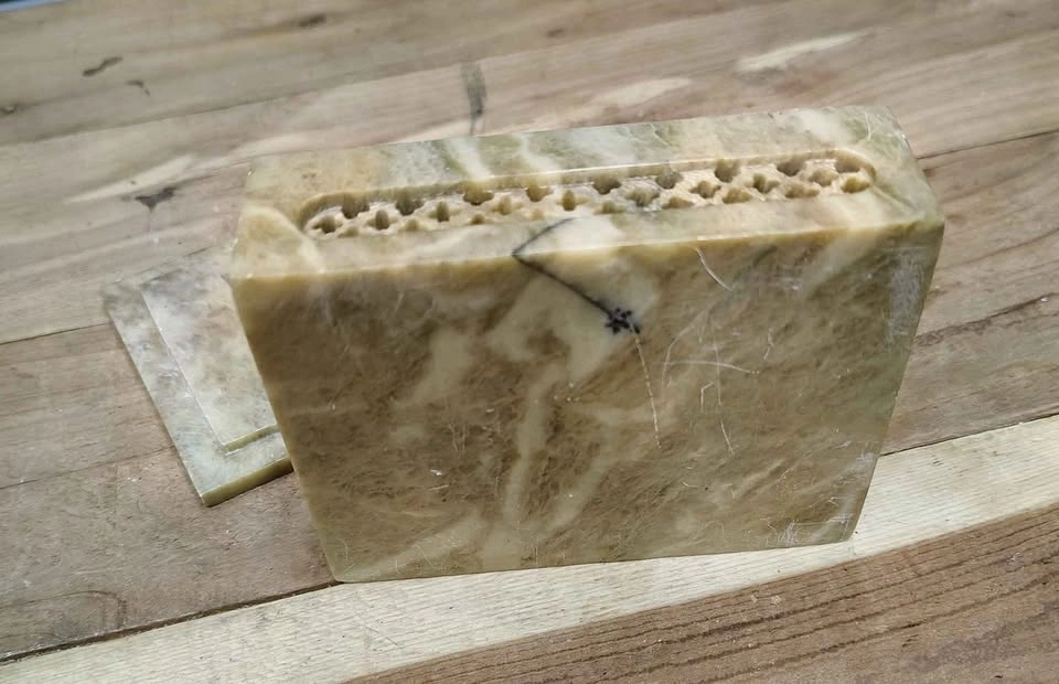 HAND CARVED STONE JEWELRY TRINKET BOX - photo 3