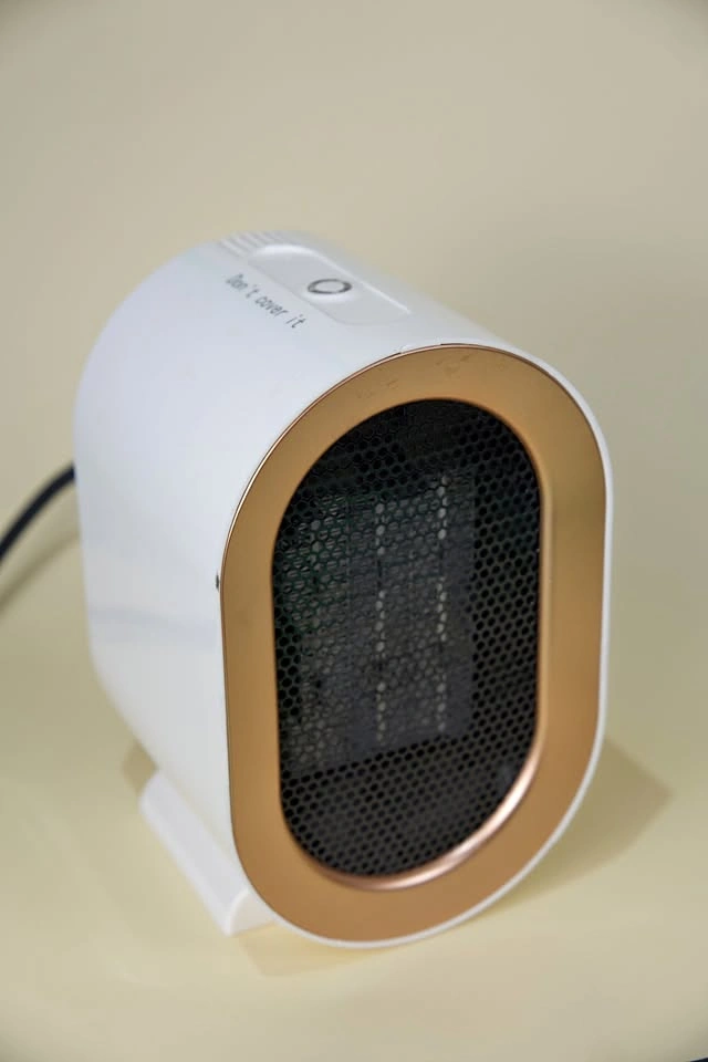 Compact Electric Space Heater — White & Rose Gold