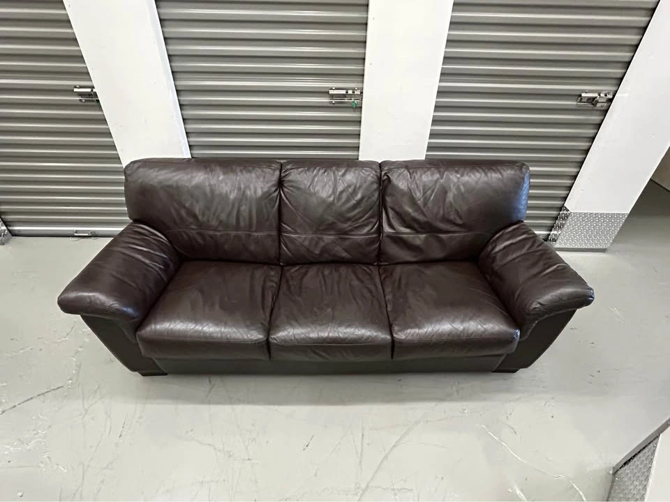 Dark Brown Leather Sofa - photo 2