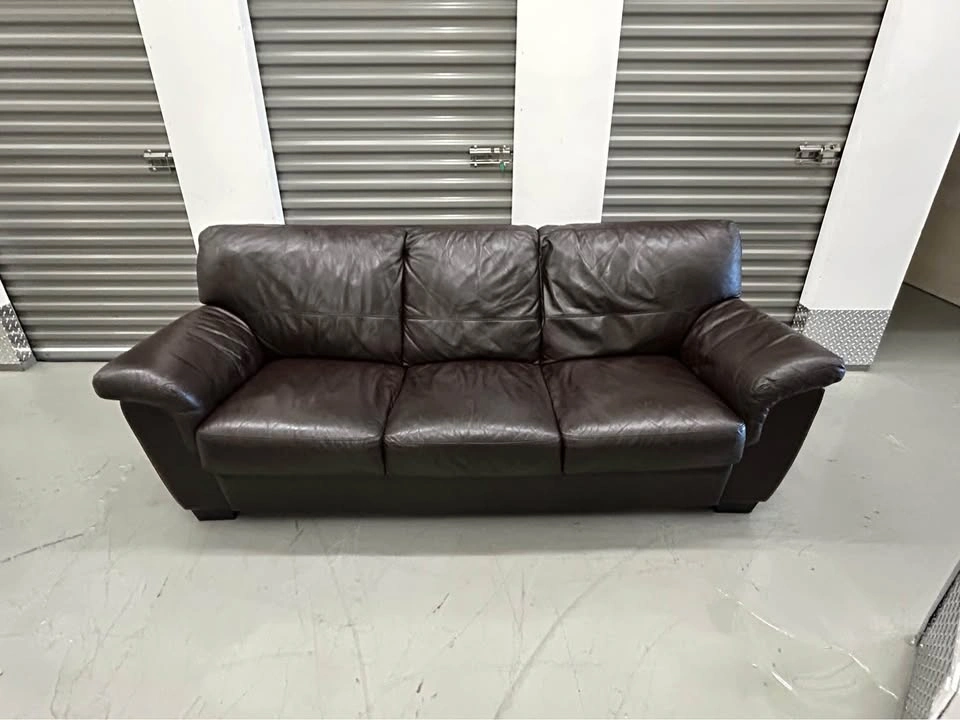 Dark Brown Leather Sofa - photo 3