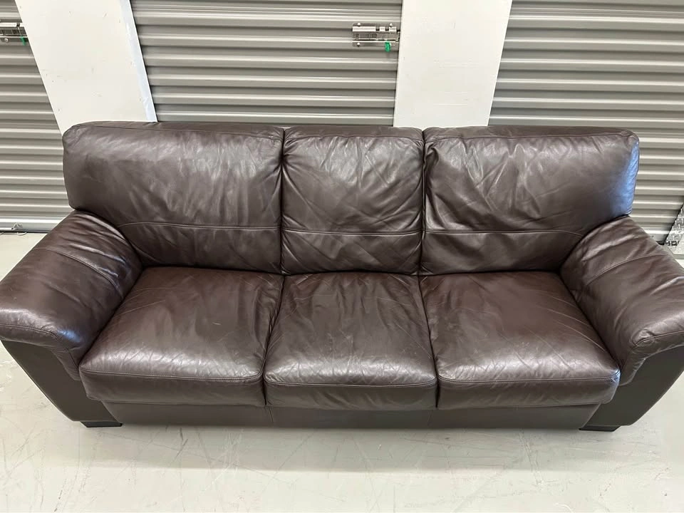 Dark Brown Leather Sofa - photo 4