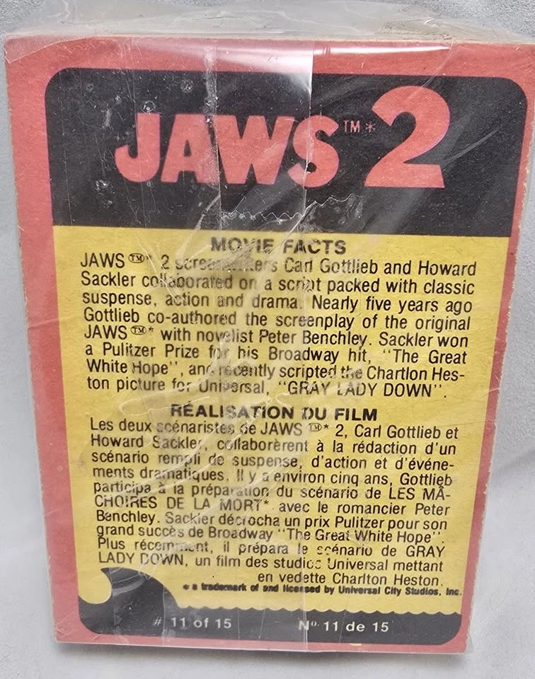 Vintage Jaws 2 Movie Trading Cards - Complete Set - photo 2