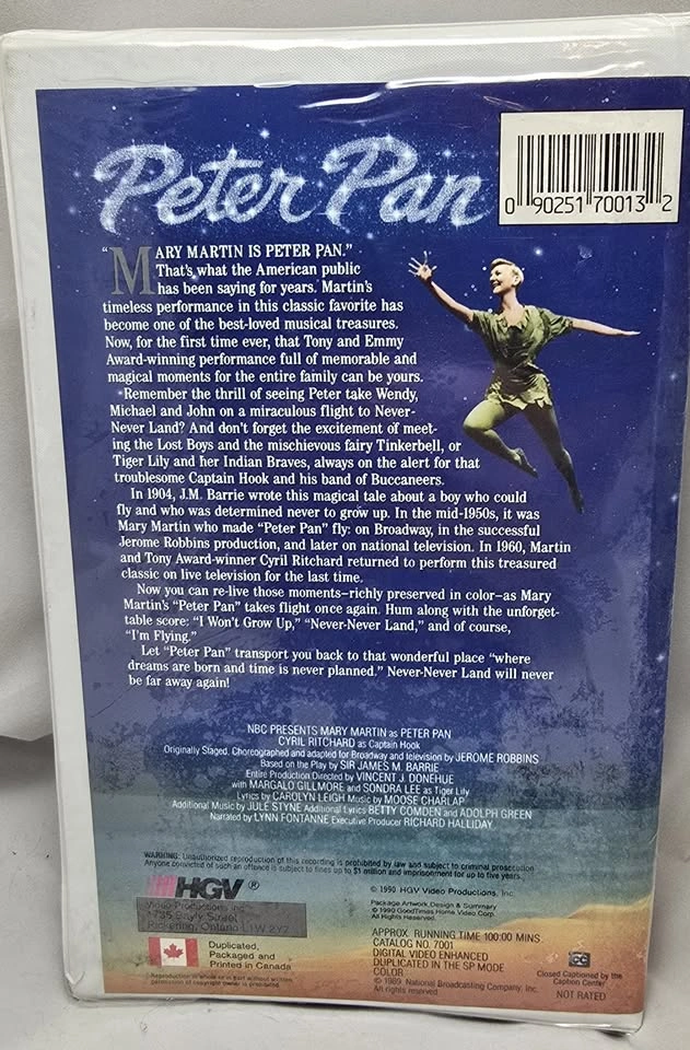 Peter Pan 1960 Mary Martin 30th Anniversary 1990 VHS SEALED - photo 2