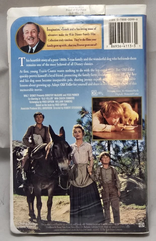 Three classic family movies on VHS -- Old Yeller, Mary Poppins, - photo 3