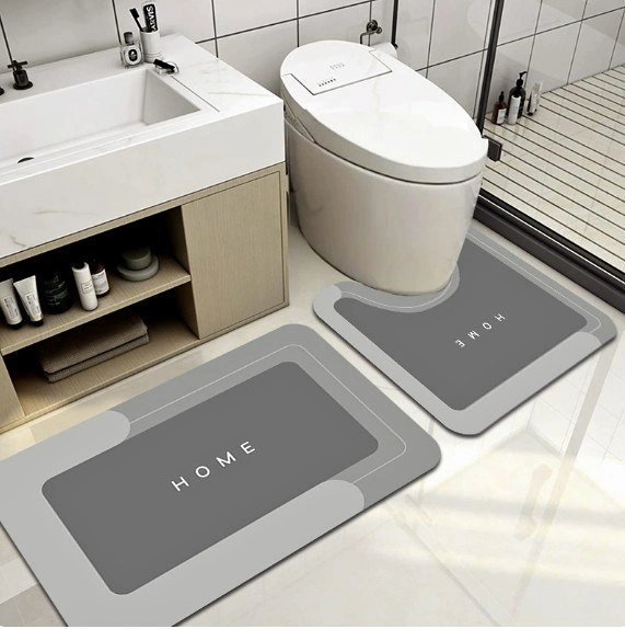 2-Piece Diatomite Mat Set for Bathroom & Toilet - Brand New