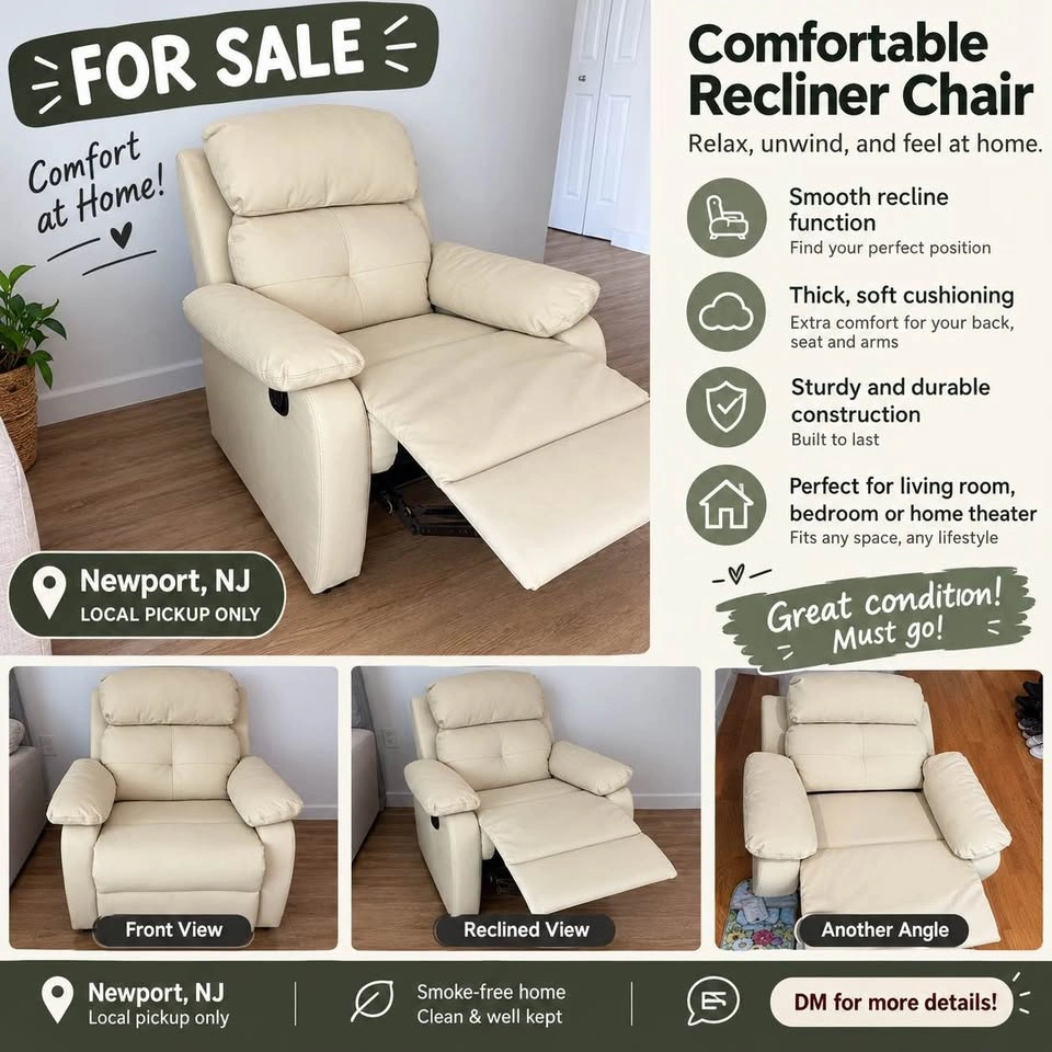 Cream Recliner Chair for Sale! - photo 2