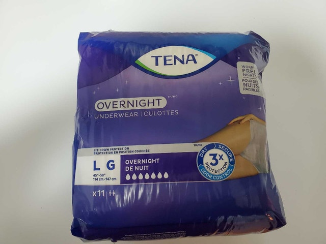 7 Packs of TENA Overnight Underwear Large
