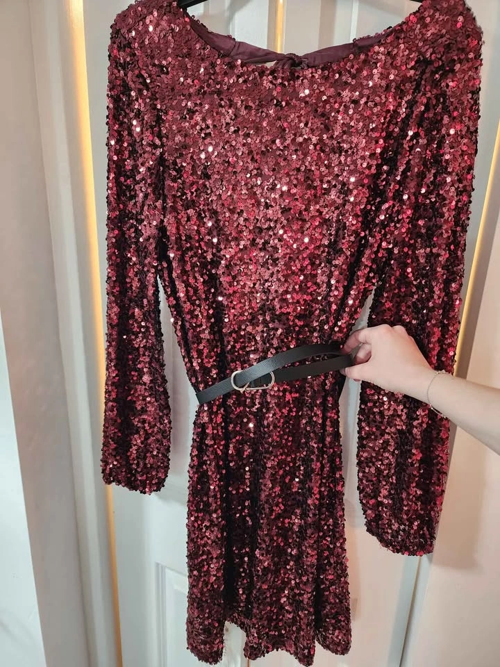 Dark red sequin dress size L