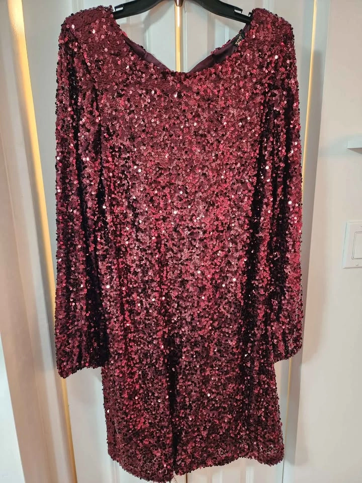Dark red sequin dress size L - photo 3