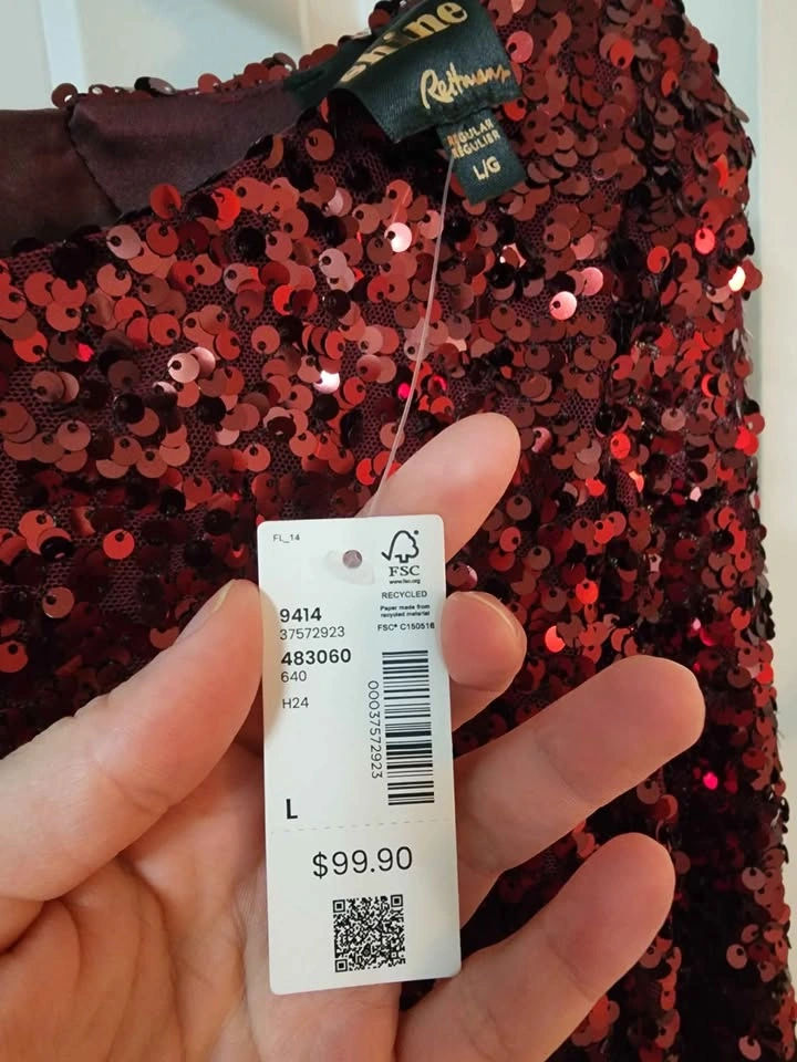 Dark red sequin dress size L - photo 4
