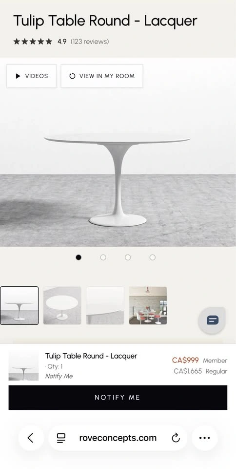 Rove Concepts 48-inch White Lacquer Tulip Dining Table - photo 2