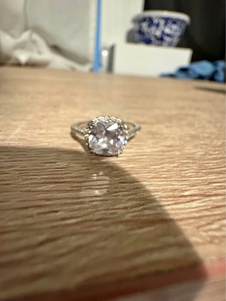 Be Sterling Silver Cushion Cut Halo Ring