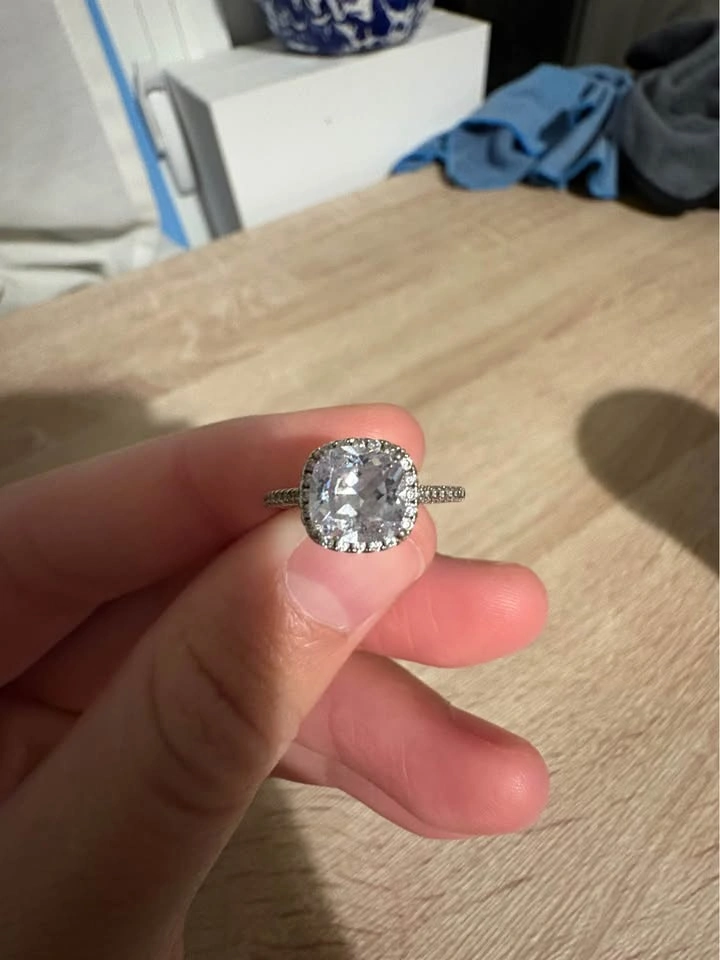 Be Sterling Silver Cushion Cut Halo Ring - photo 3