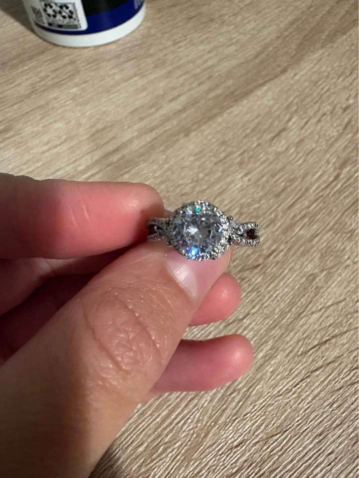 Silver-Toned Halo Infinity Engagement Ring - photo 2