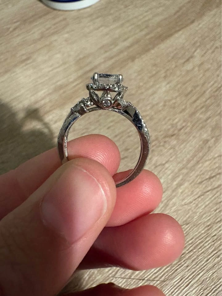 Silver-Toned Halo Infinity Engagement Ring - photo 3