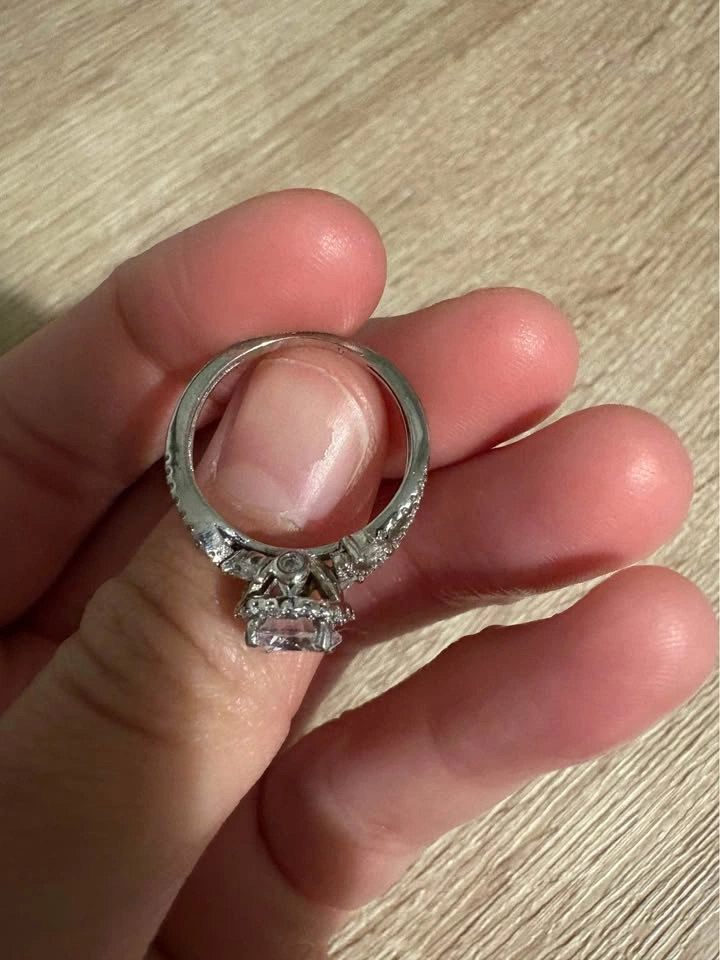 Silver-Toned Halo Infinity Engagement Ring - photo 4
