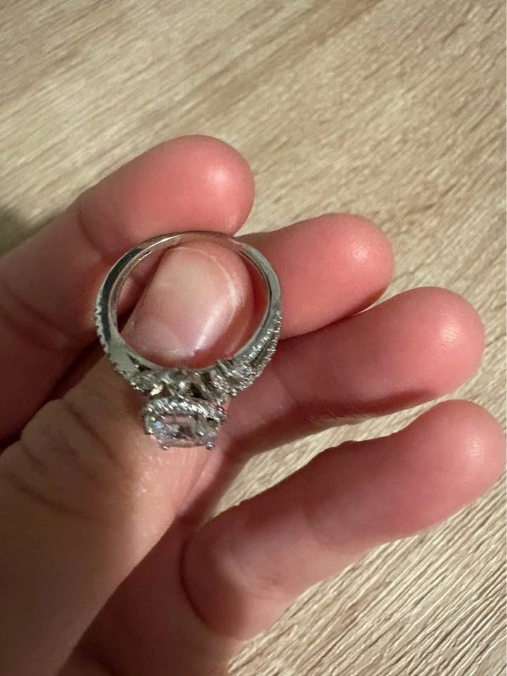 Silver-Toned Halo Infinity Engagement Ring - photo 5