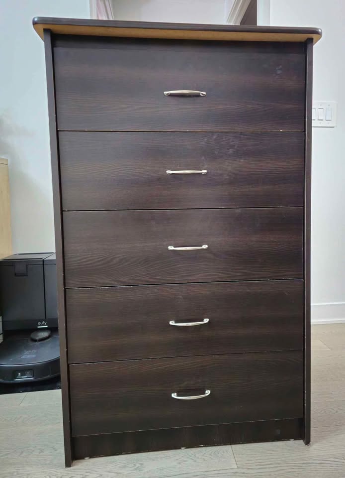 Premium Dark Walnut Wood Dresser - 5 Drawer - photo 2