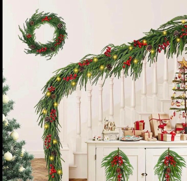 4 piece Norfolk christmas garland set