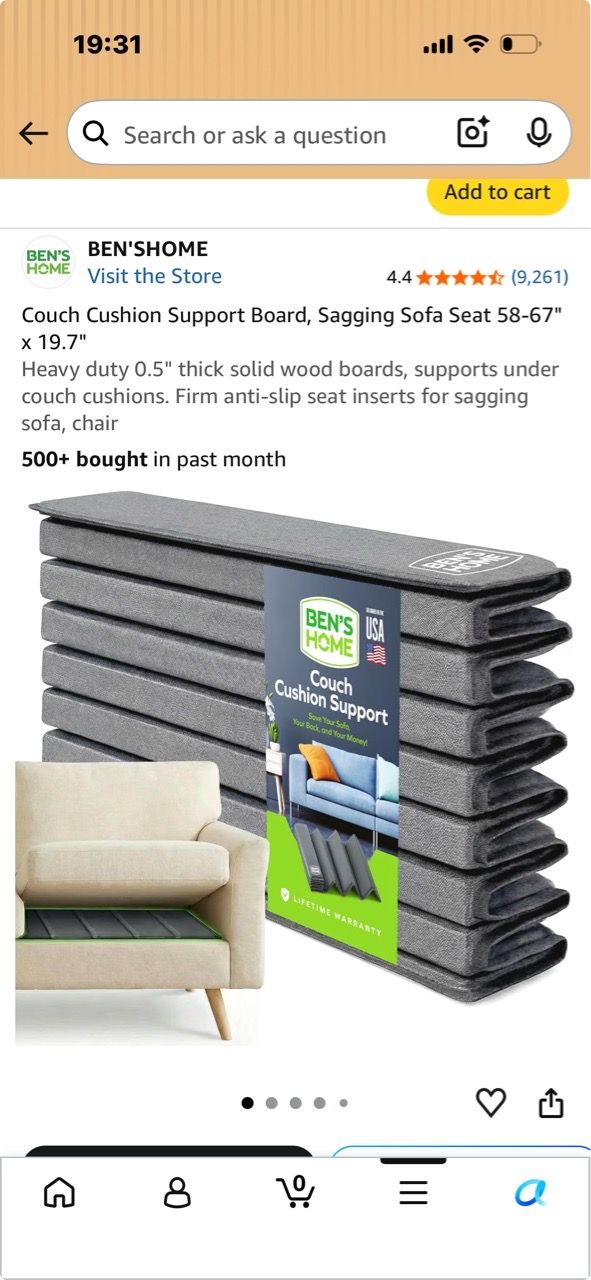 2 - Couch Cushion Support Boards for Sagging Sofa 58-67"