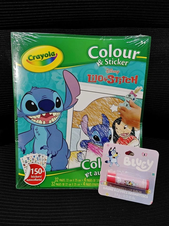 Crayola Disney Lilo & Stitch Book and Bluey Lip Balm Set